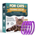 Adjustable purple pheromone calming collar for cats