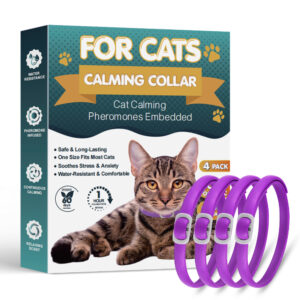 Adjustable purple pheromone calming collar for cats