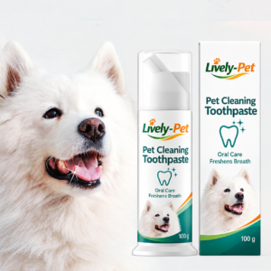 Pet cleaning toothpaste for dogs, 100g oral care foam with toothbrush applicator, designed to support fresh breath and daily dental hygiene by Lively-Pet.