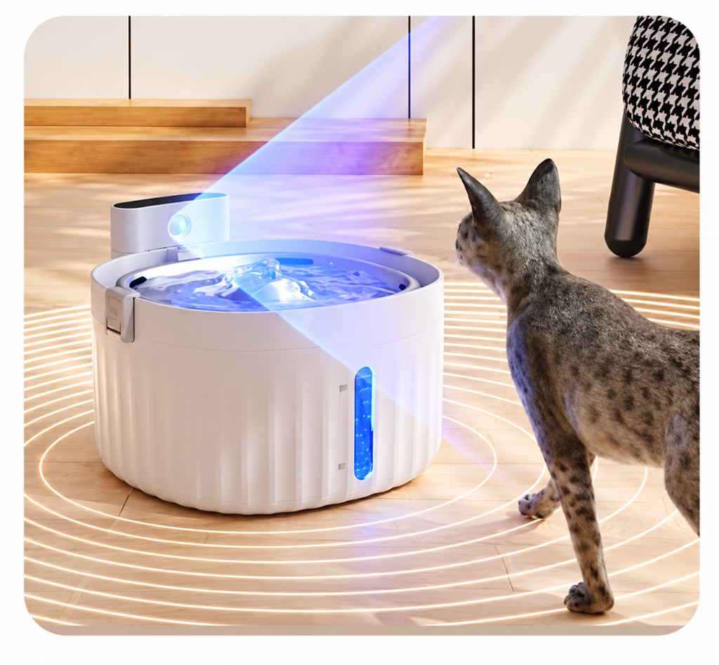 Motion sensor cat water fountain