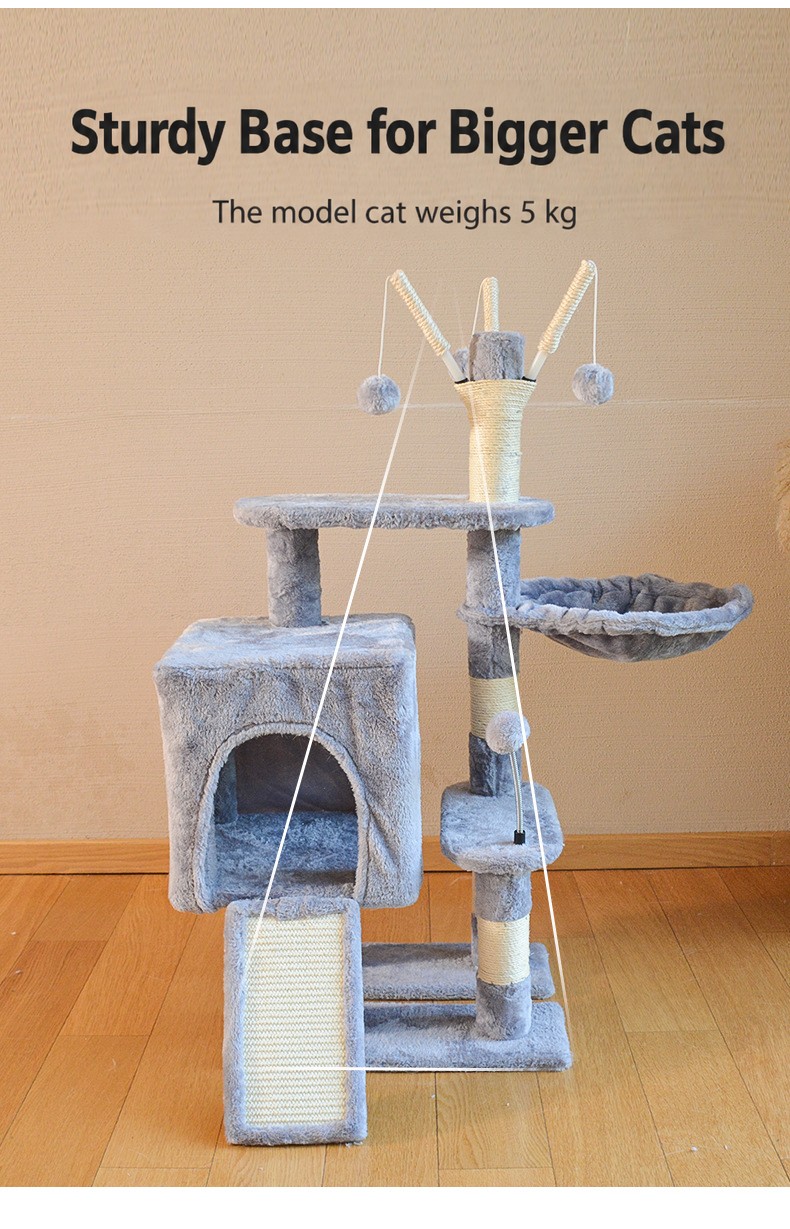 Enclosed condo on a compact indoor cat tree