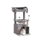 Cat tree for large cats with wide bed and condo