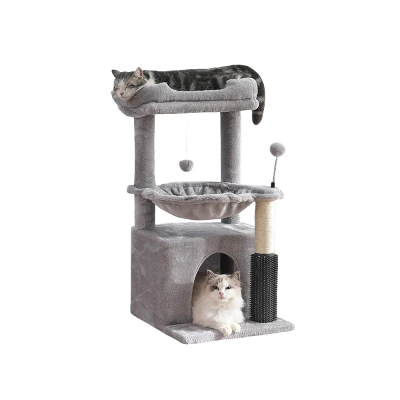 Cat tree for large cats with wide bed and condo