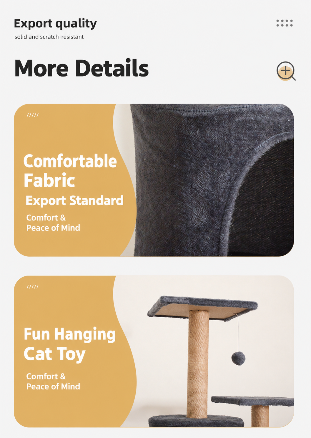 Multi-level cat tree with scratching posts
