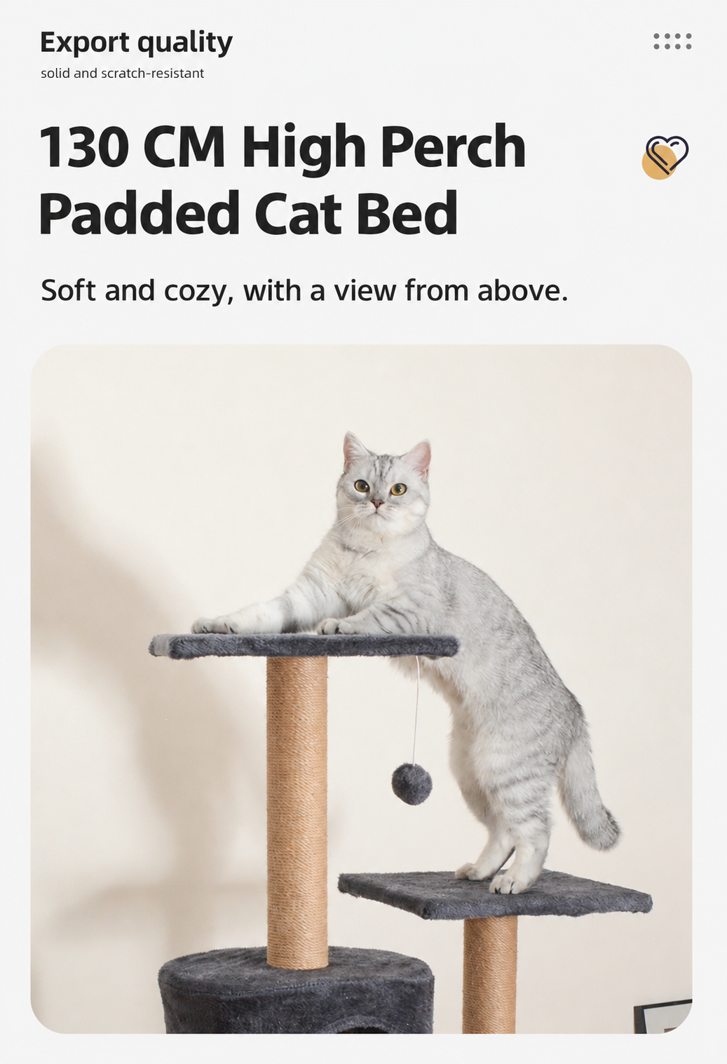 Cat tree with elevated top resting perch