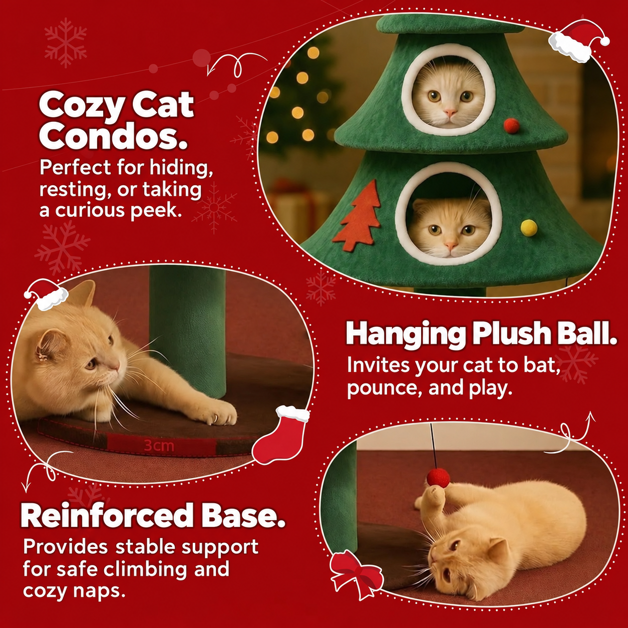 Christmas cat tree for multiple small and medium cats