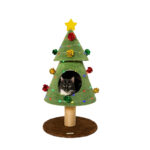 Christmas tree cat tower with condo and scratching post