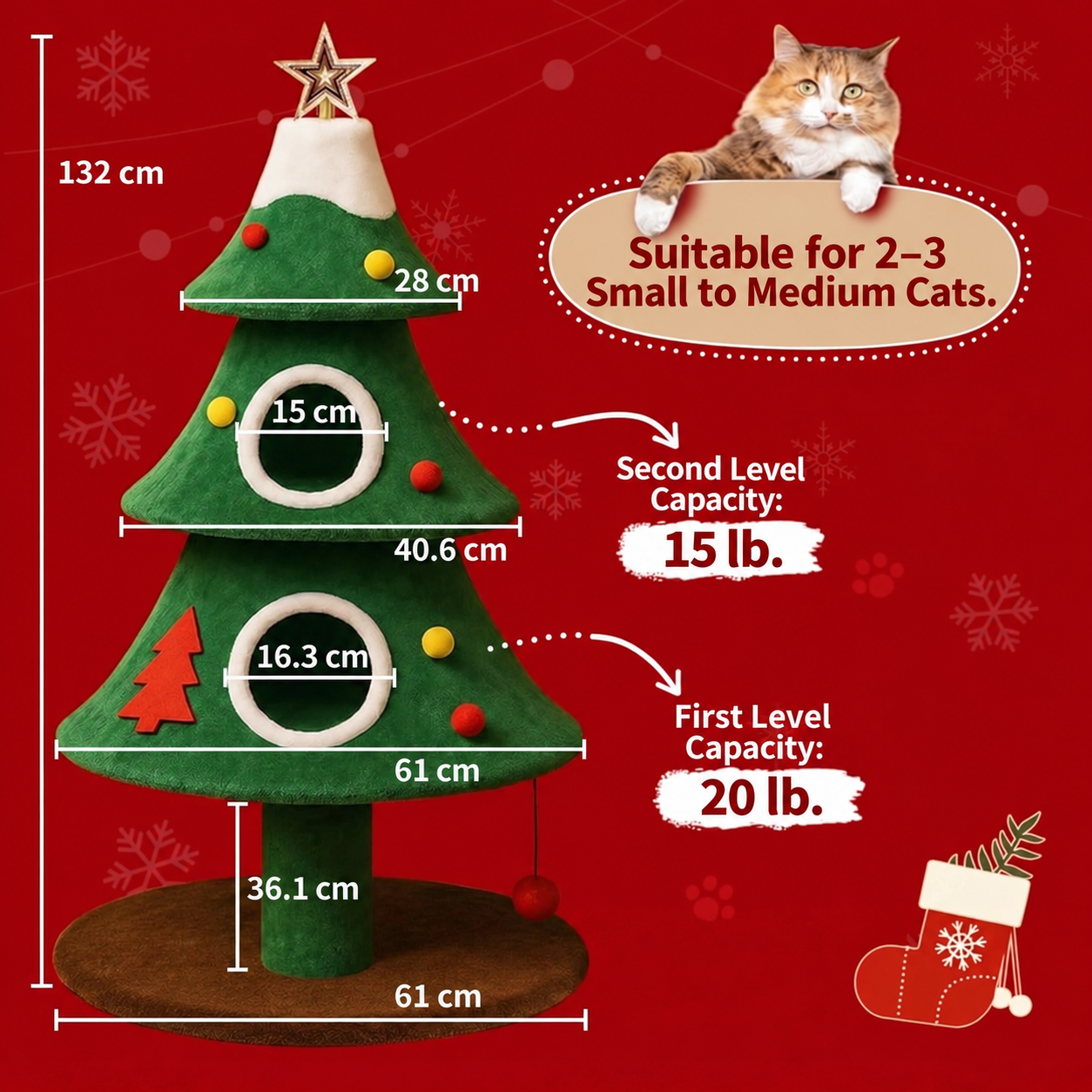Large Christmas cat tree dimensions