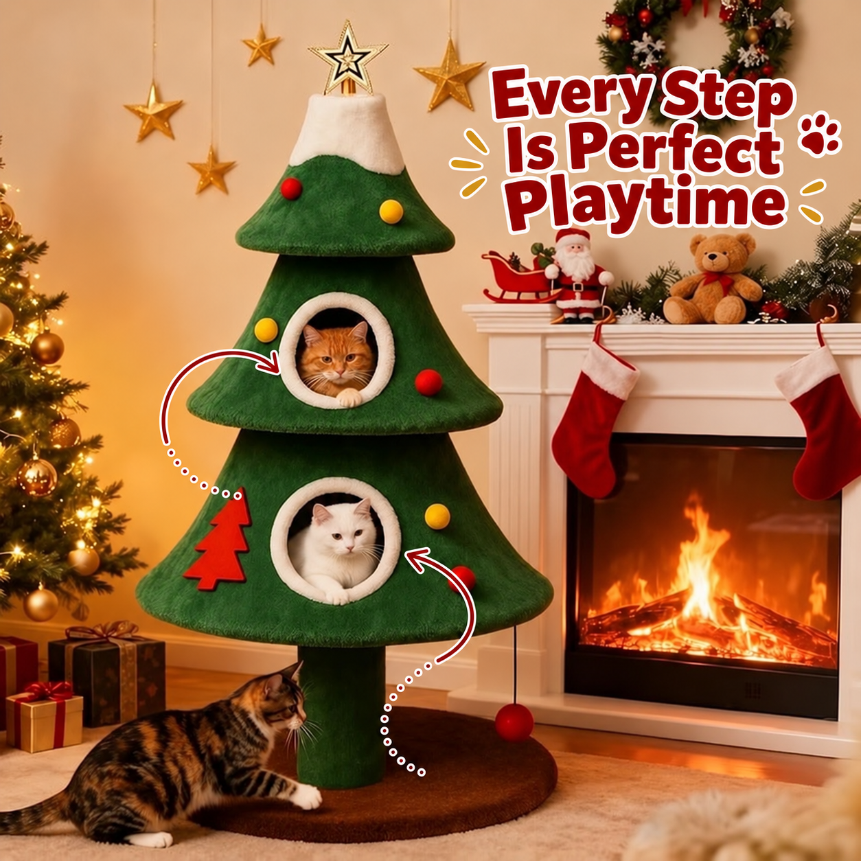 Christmas cat tree for multiple small and medium cats