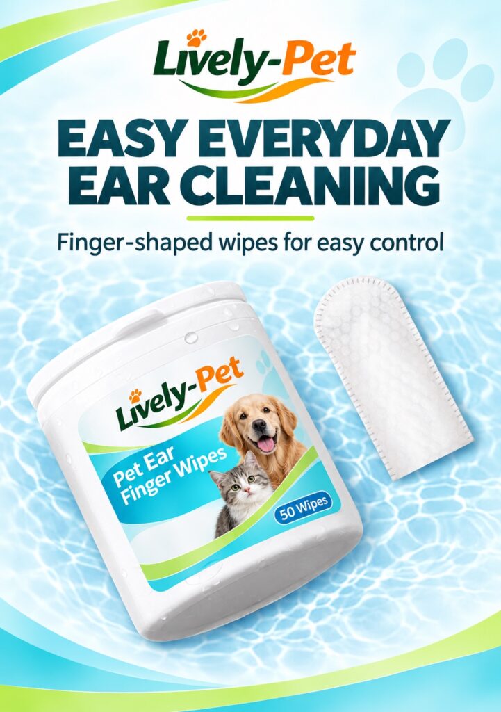 Pet ear finger wipes for dogs and cats