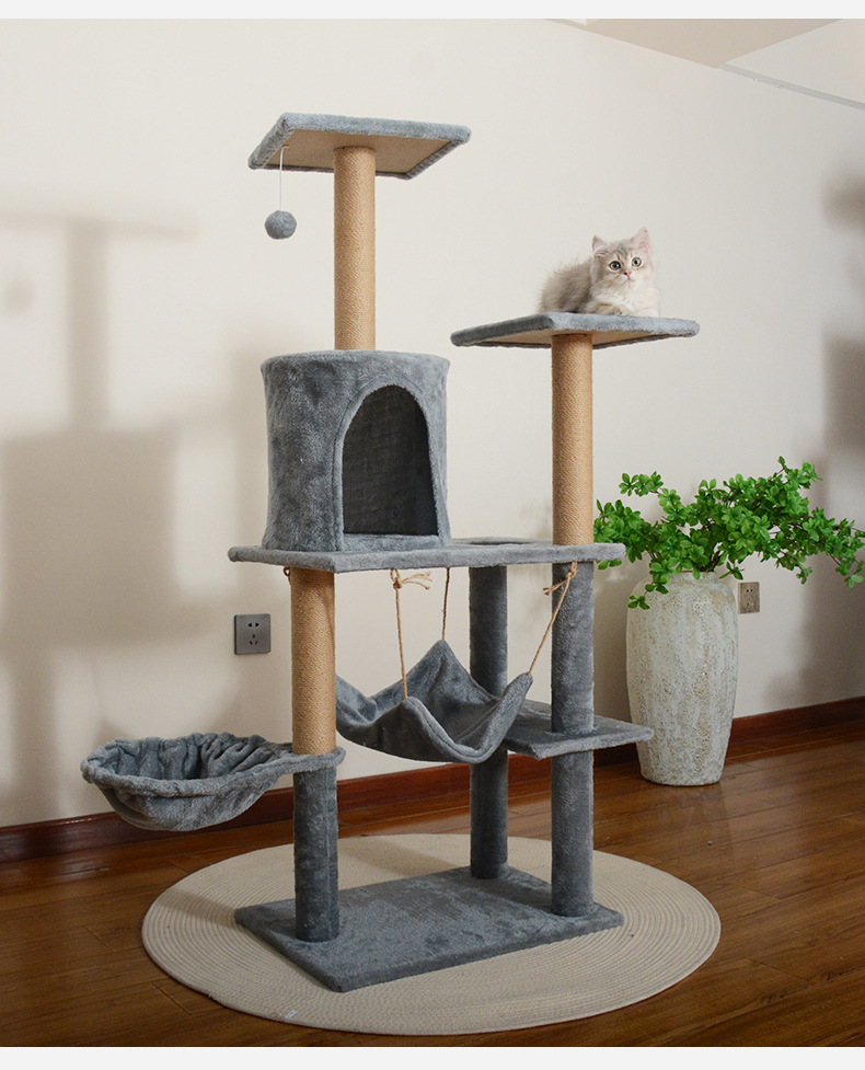Light gray multi-level cat tree