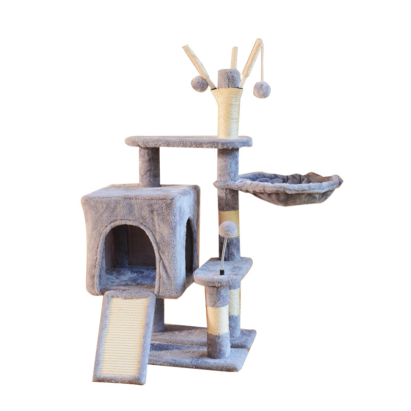 Small cat tree with condo and scratching posts