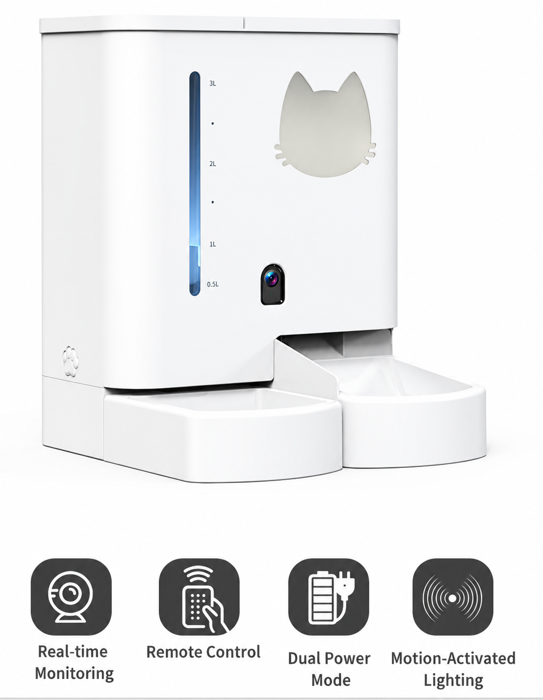 Smart pet feeder with camera and water dispenser
